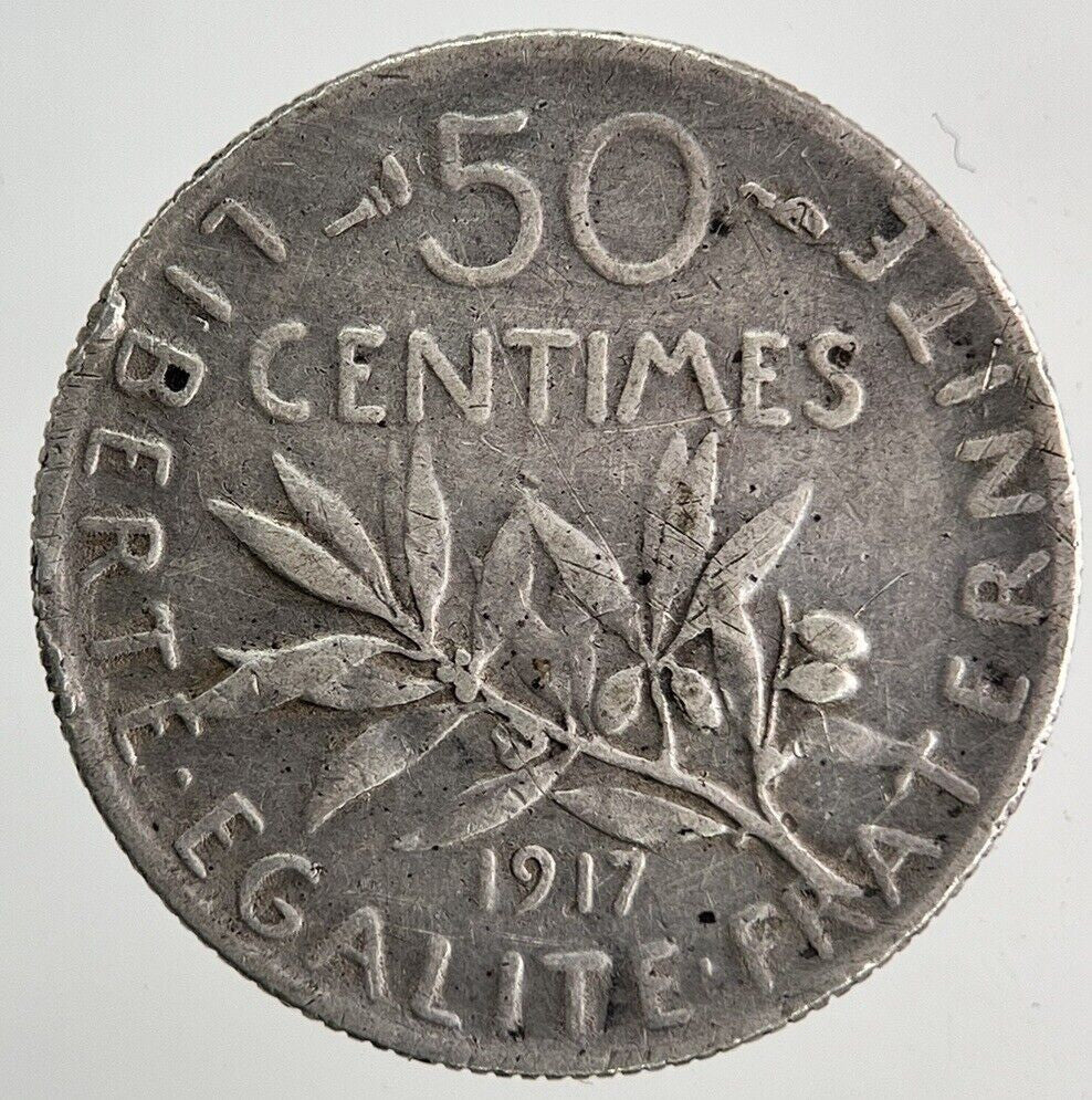 1917 France 50 Centimes Silver Coin | Collectable Grade