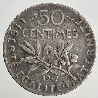 1917 France 50 Centimes Silver Coin | Collectable Grade