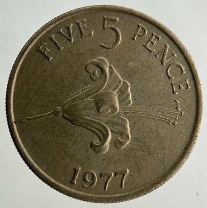 1977 Guernsey 5p Five - Pence Coin | Fine Collectable Grade