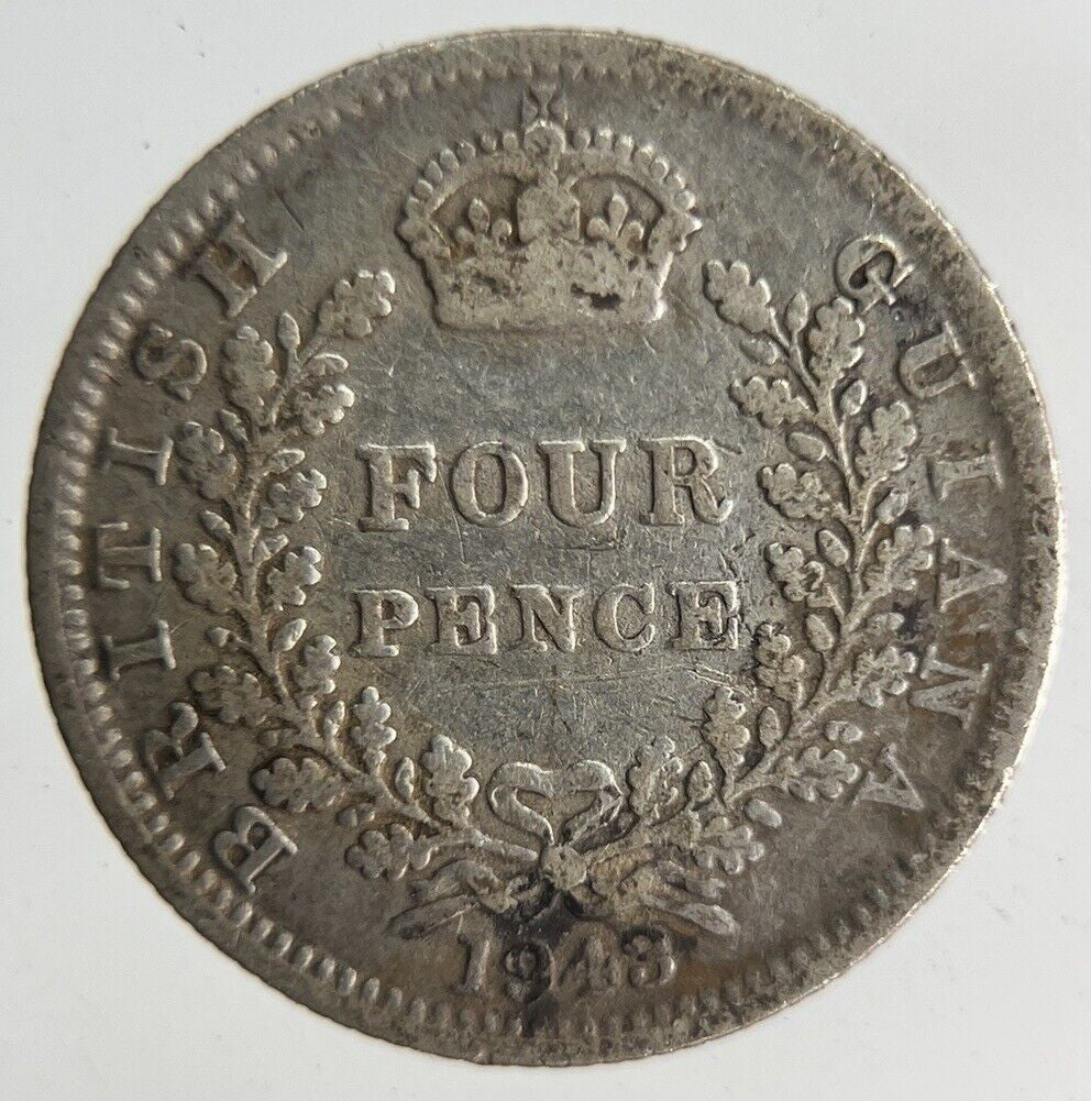 1943 Belize British Guiana Four-Pence Silver Coin | Collectable Grade