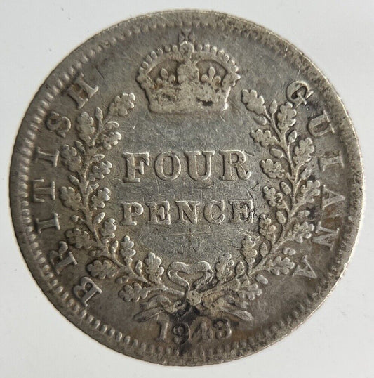1943 Belize British Guiana Four-Pence Silver Coin | Collectable Grade