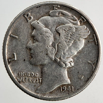 1941 US USA Mercury Dime Silver Coin | Fine Collectable Grade
