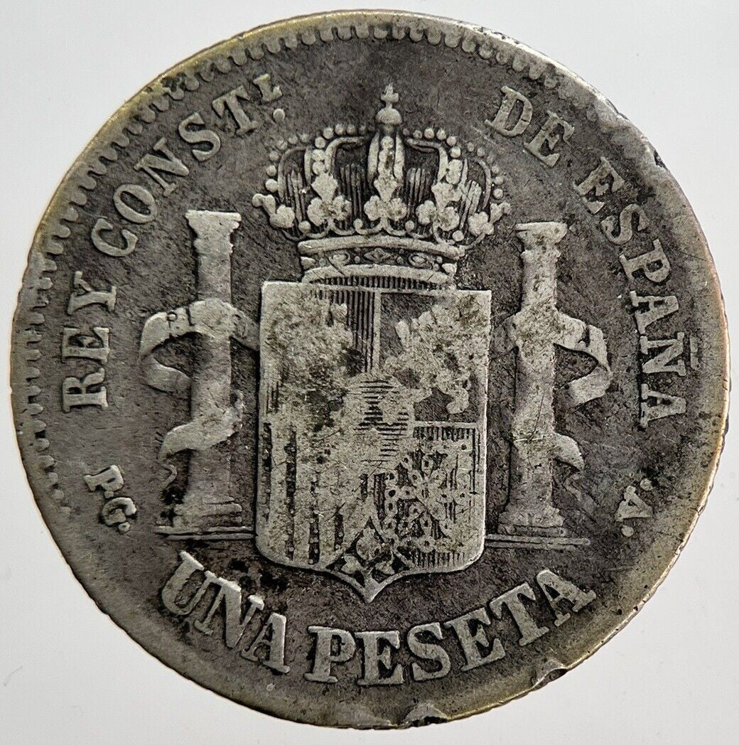 1894 Spain Una 1 Peseta Silver Coin | Collectable Grade | a6188
