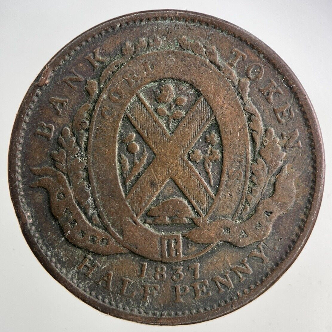 1837 Canada Bank Half - penny Token Coin | Fine Collectable Grade