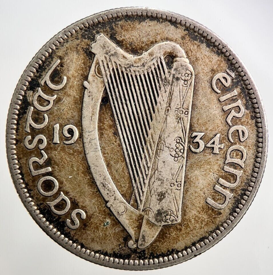 1934 Irish Horse Half - Crown Silver Coin | Fine Collectable Grade | a2827