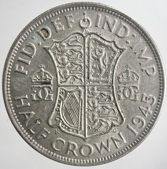 1945 George VI Half - Crown Silver Coin | Very Fine Grade | a6350