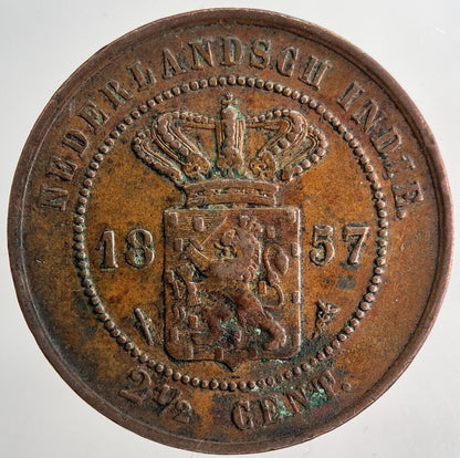 1857 Netherlands Indie 2 1/2 Cent Coin | Very High Grade | a6735
