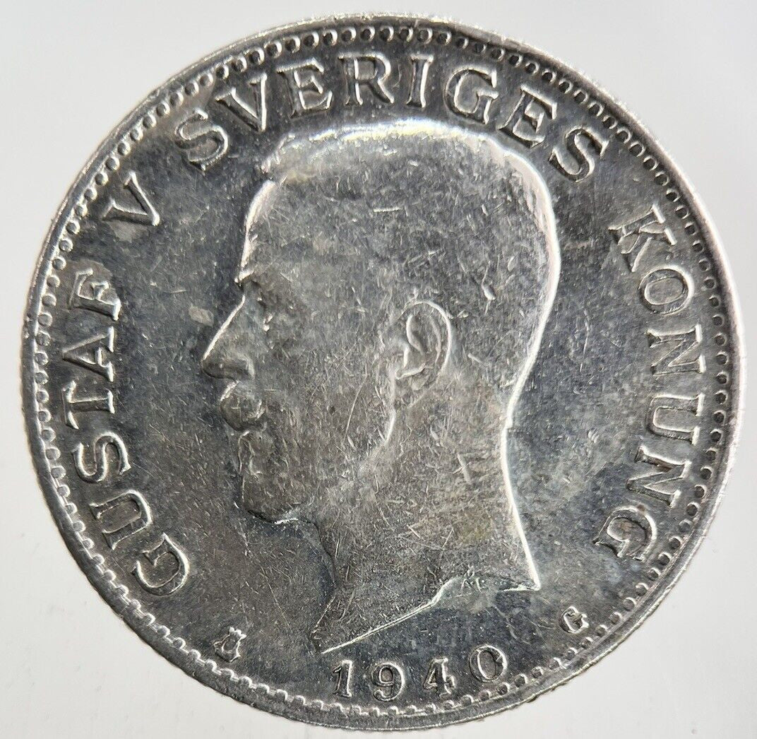 1940 Sweden 1 Krona Silver Coin | Fine Collectable Grade