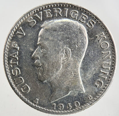 1940 Sweden 1 Krona Silver Coin | Fine Collectable Grade