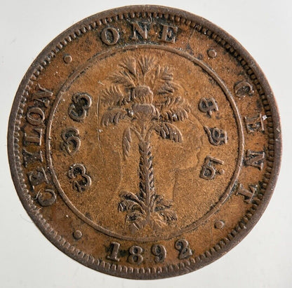 1892 Ceylon 1 One Cent Coin | Fine Collectable Grade