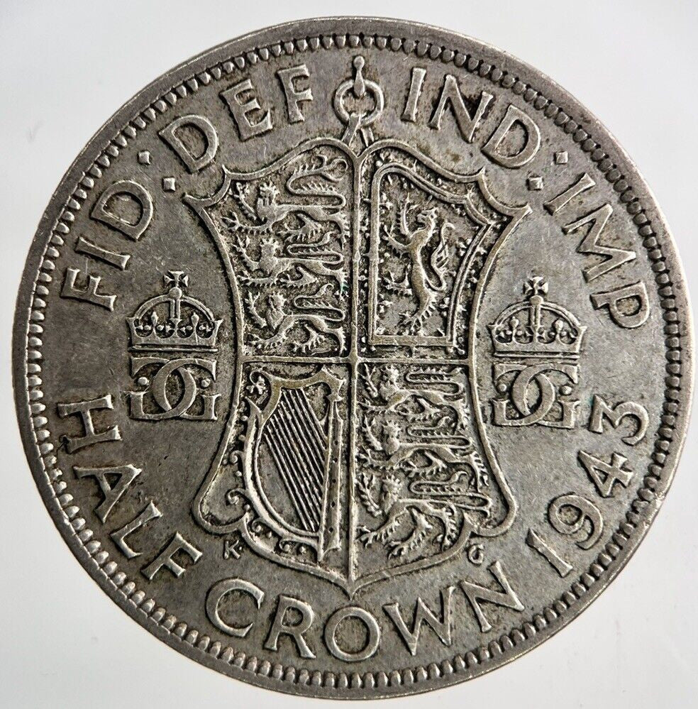 1943 George VI Half - Crown Silver Coin | Fine Collectable Grade