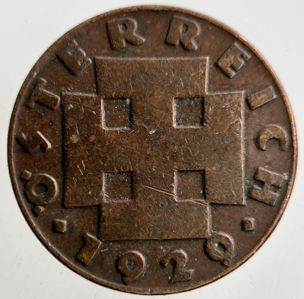 1929 Austria 2 Groschen Coin | Fine Collectable Grade
