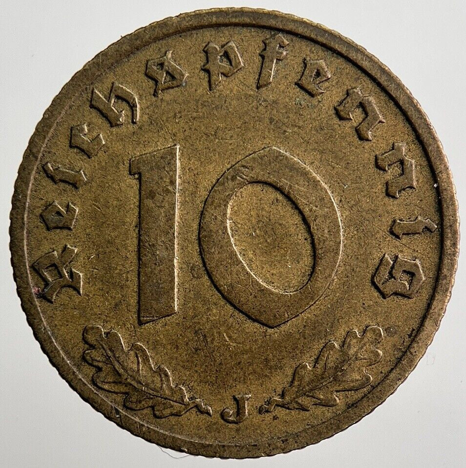 1938 - J Germany Nazi 10 Pfennig Coin | Very High Grade | a3664