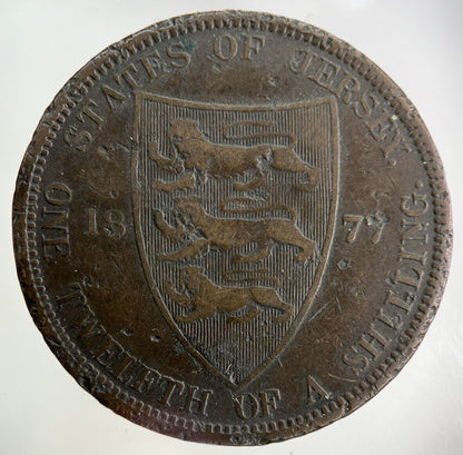 1877 Jersey 1/12th One Twelfth Shilling Coin | Collectable Grade