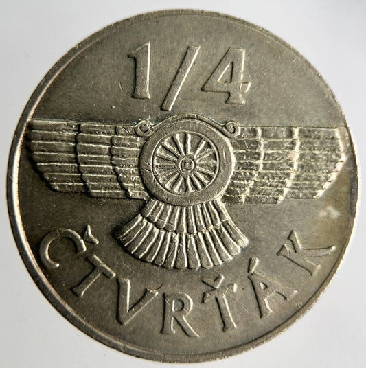 Old Czech Republic 1/4 Ctvrtak Token Coin | Fine Collectable Grade