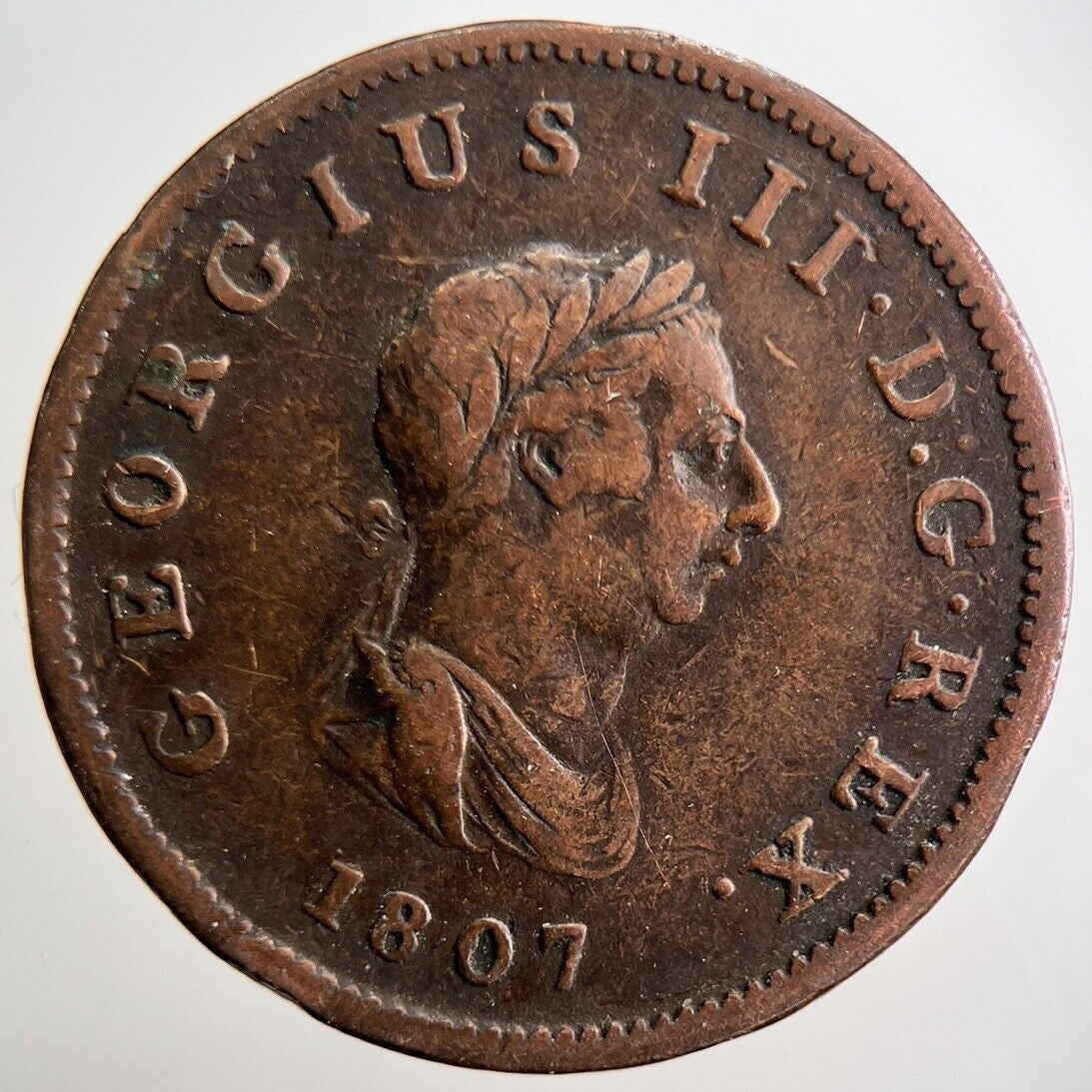 1807 George III Half - Penny Coin | Fine Collectable Grade | a2889