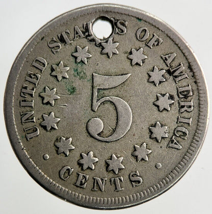 1868 US USA Shield Nickel V Cents Coin | Fine Collectable Grade