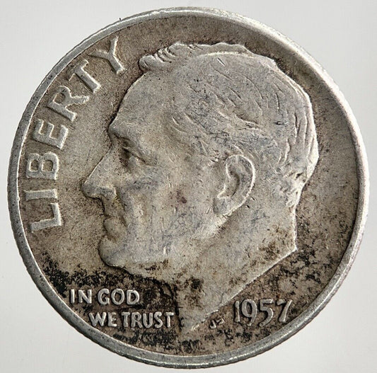 1957 US USA Roosevelt One Dime Silver Coin | Collectable Grade