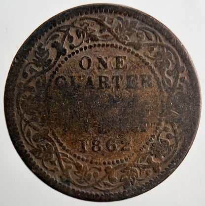 1862 India 1/4 One Quarter Anna Coin | Fair Grade | a3370