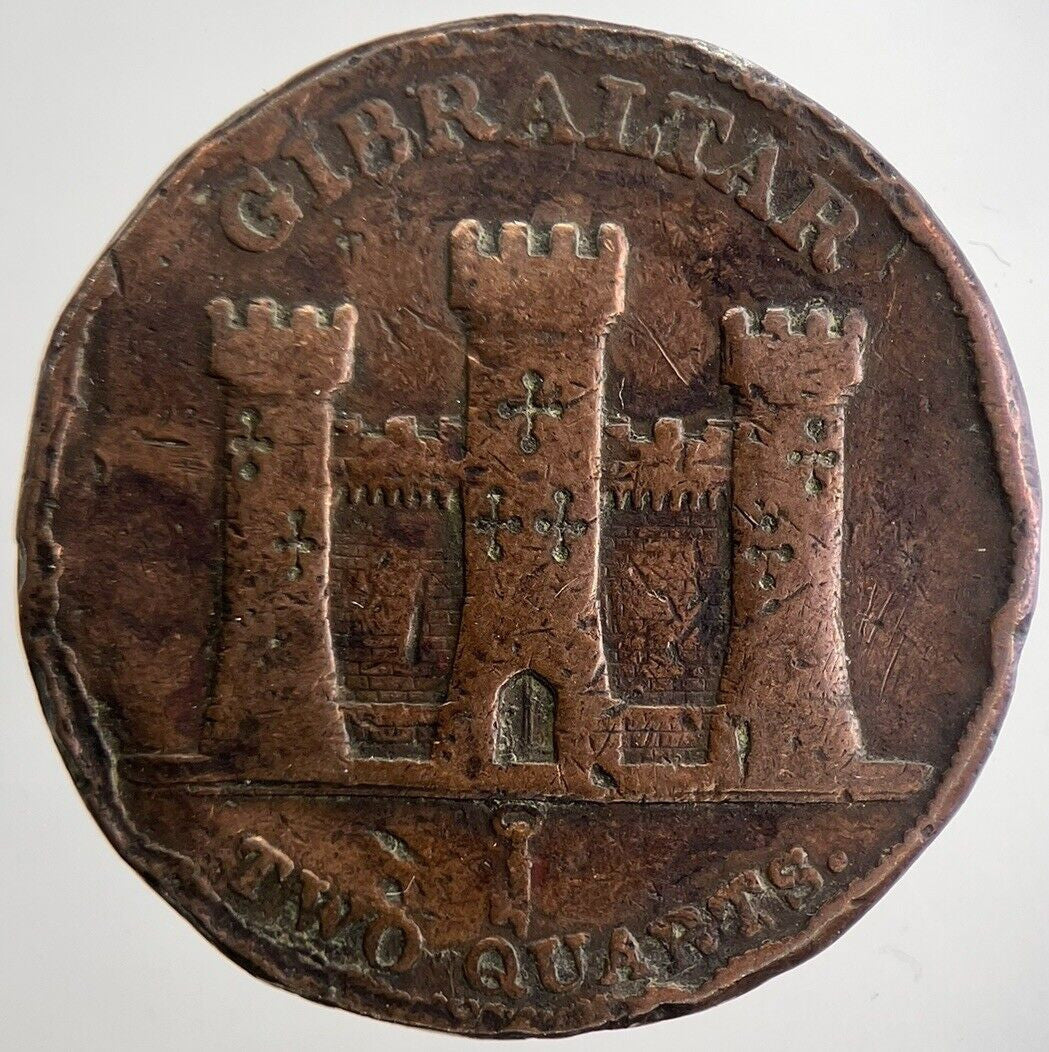1842 Gibraltar Two Quarts Coin | Fine Collectable Grade | a6650