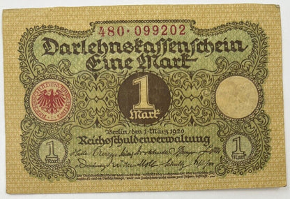 Old Vintage Germany 1 Mark Banknote | Collectable Grade