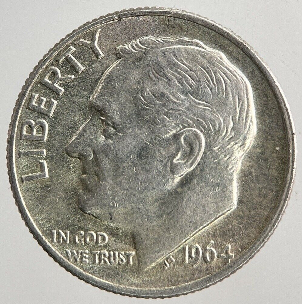 1964 - D US USA Roosevelt One Dime Silver Coin | Fine Collectable Grade