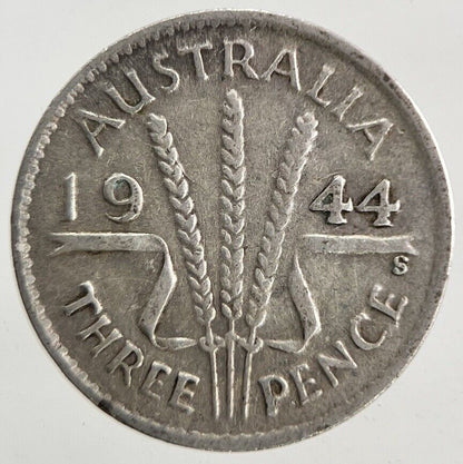 1944 - S Australia Threepence Silver Coin | Fine Collectable Grade
