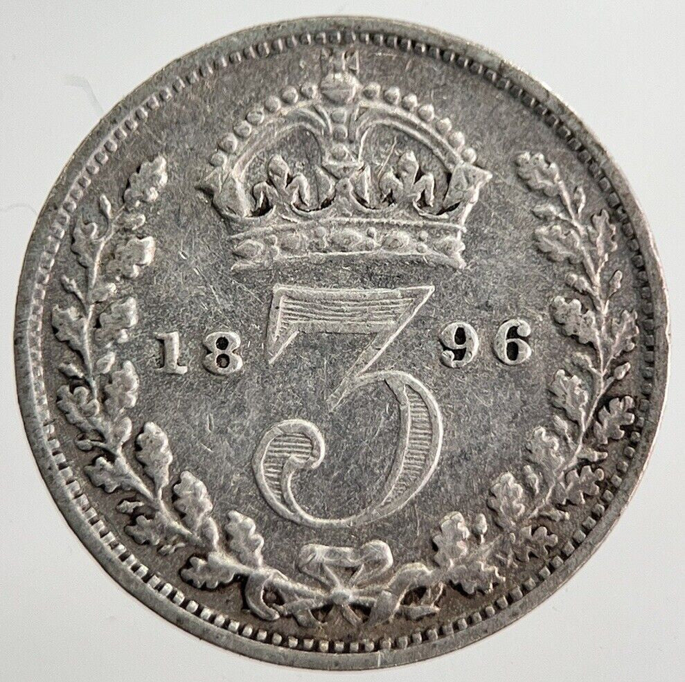 1896 Victoria Threepence Silver Coin | Very High Grade | a8539