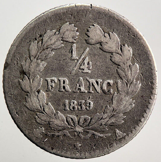 1839 France Quarter 1/4 Franc Silver Coin | Collectable Grade | a3635
