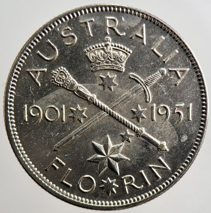 1901 - 1951 Australia Florin Silver Coin | Very High Grade | a3490