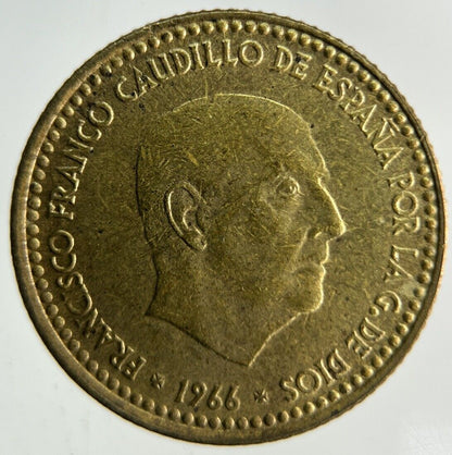 1966 Spain 1 Una Peseta Coin | Fine Collectable Grade