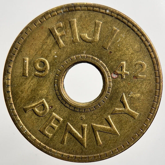 1942 Fiji Brass 1 One Penny Coin | Fine Collectable Grade | a2113