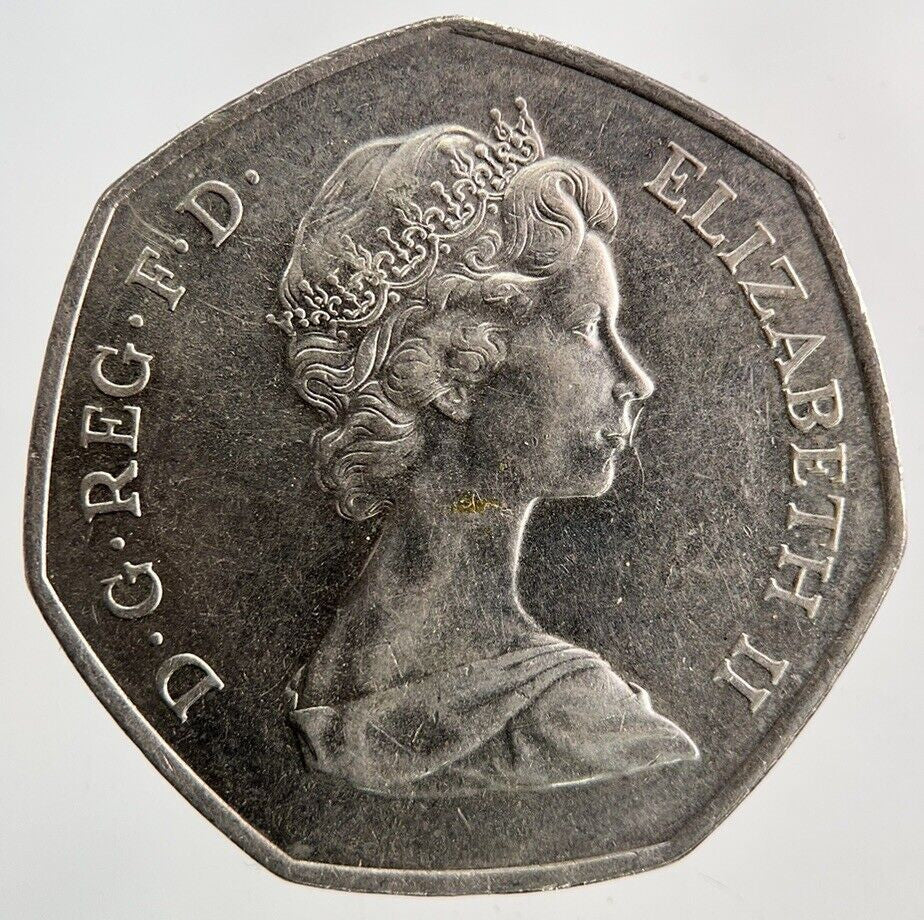 1973 Elizabeth II 2nd Hands 50p Fifty - Pence Coin | Very High Grade