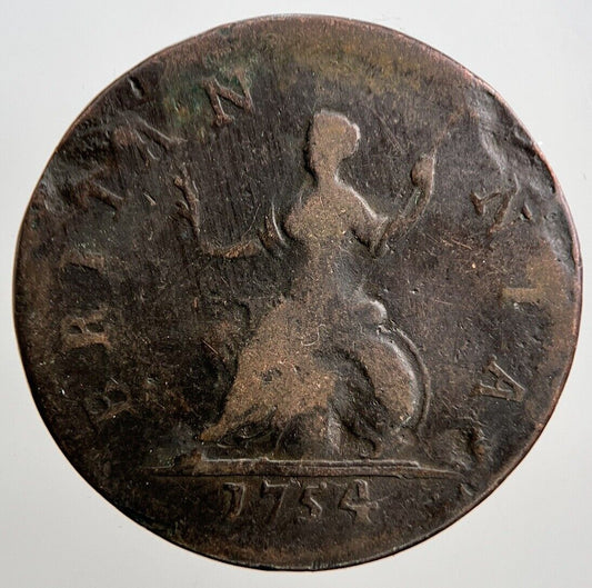 1754 George II 2nd Farthing | British Copper Coin | Collectable Grade | a2160