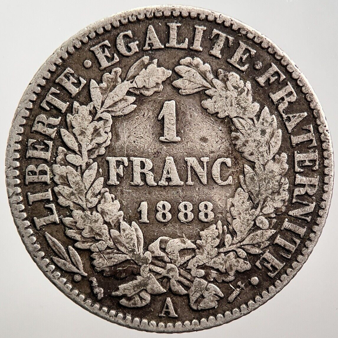 1888-A French 1 Franc | Silver Coin | France Coin | Collectable Grade | a506
