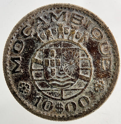 1955 Mozambique Portugal 10 Escudos Silver Coin | Fine Collectable Grade
