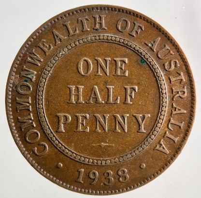 1938 Australia Half-Penny Coin | Fine Collectable Grade