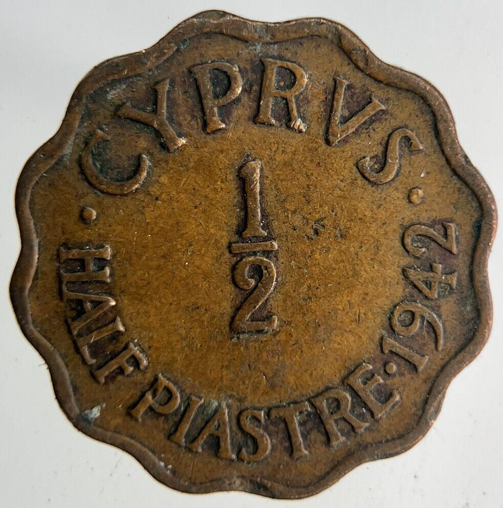 1942 Cyprus 1/2 Half Piastre Coin | Fine Collectable Grade