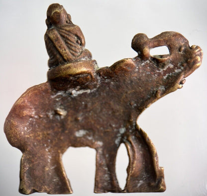 Old Thailand Brass Monk Elephant Statue Ornament | Height 4cm | a2426