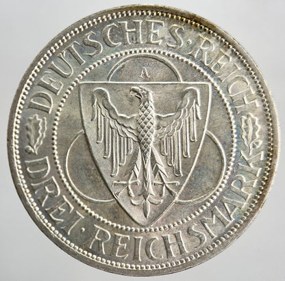 1930 - A Weimar Rhineland Liberation 3 Mark | Germany Silver Coin | Fine Grade