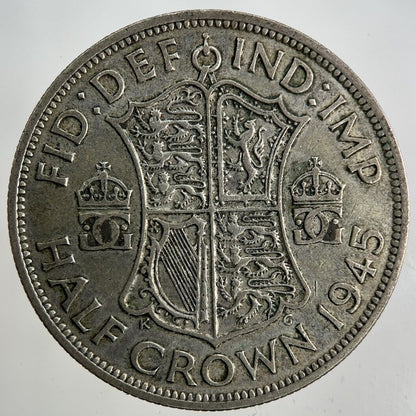 1945 George VI Half - Crown Silver Coin | Fine Collectable Grade