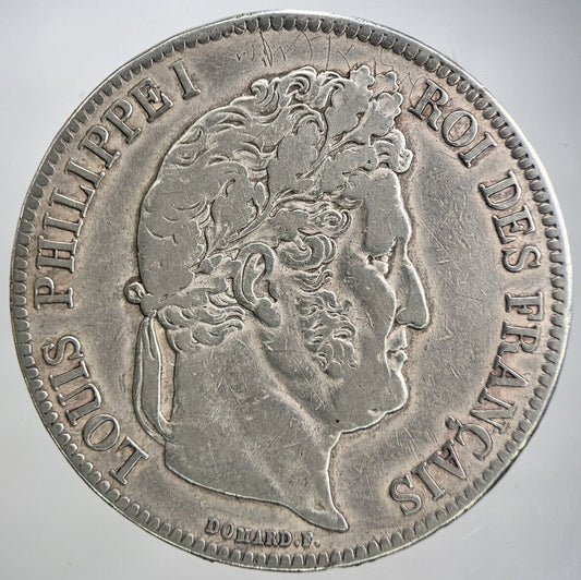 1839 French 5 Francs Silver Coin | Fine Collectable Grade | a2192