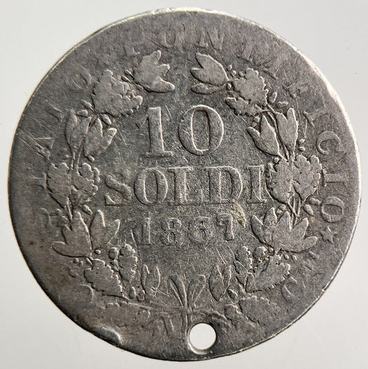 1867 Italy Vatican Pope 10 Soldi Silver Coin | Collectable Grade | a3651