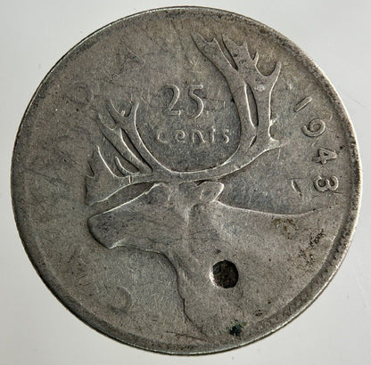 1943 Canada 25 Cents Silver Coin | Fair Grade