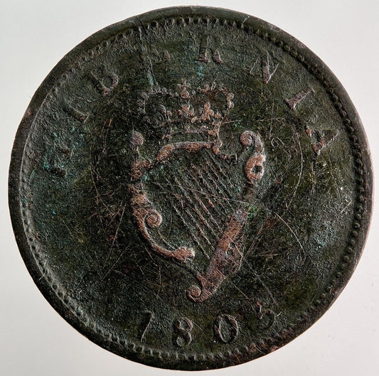 1805 Irish Half - Penny Coin | Fine Collectable Grade