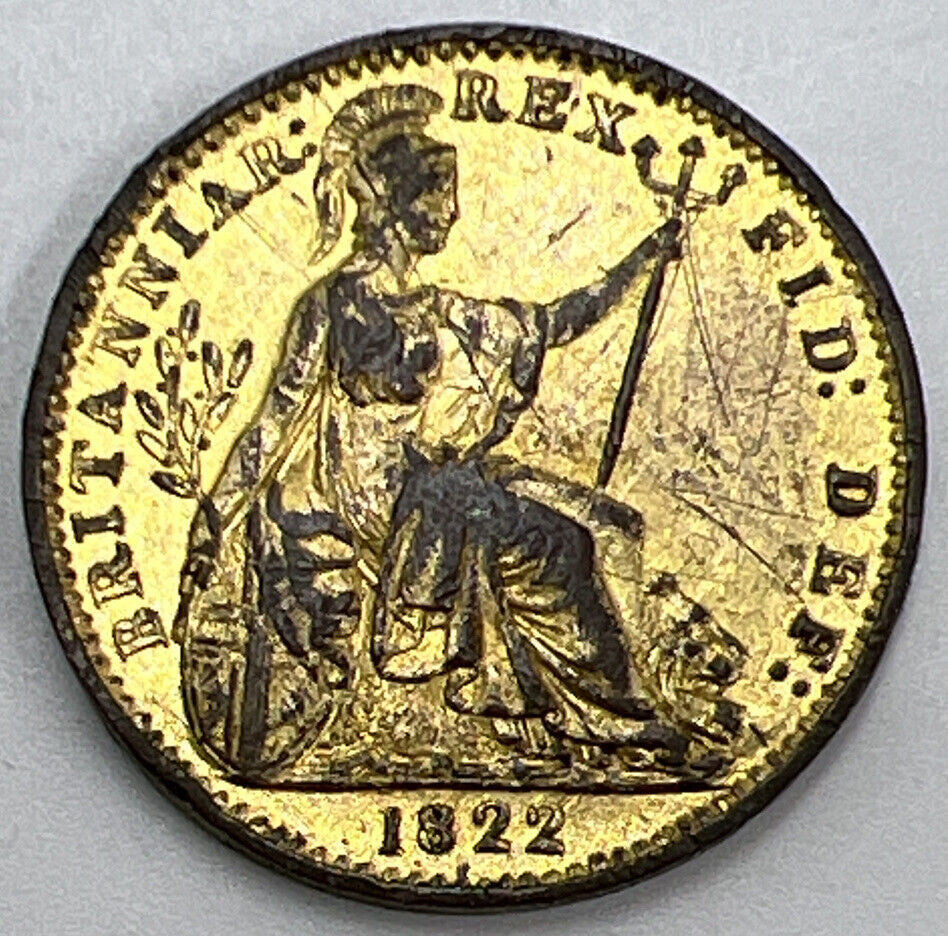 1822 George IV Gilded Farthing | British Coin | Fine Collectable Grade | a1177