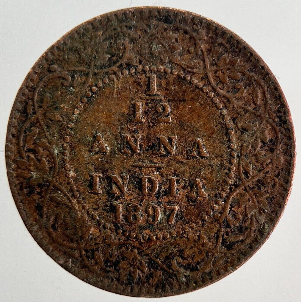 1897 India 1/12 Anna Coin | Fine Collectable Grade