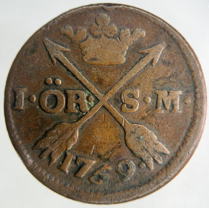1769 Sweden 1 Ore Coin | Fine Collectable Grade