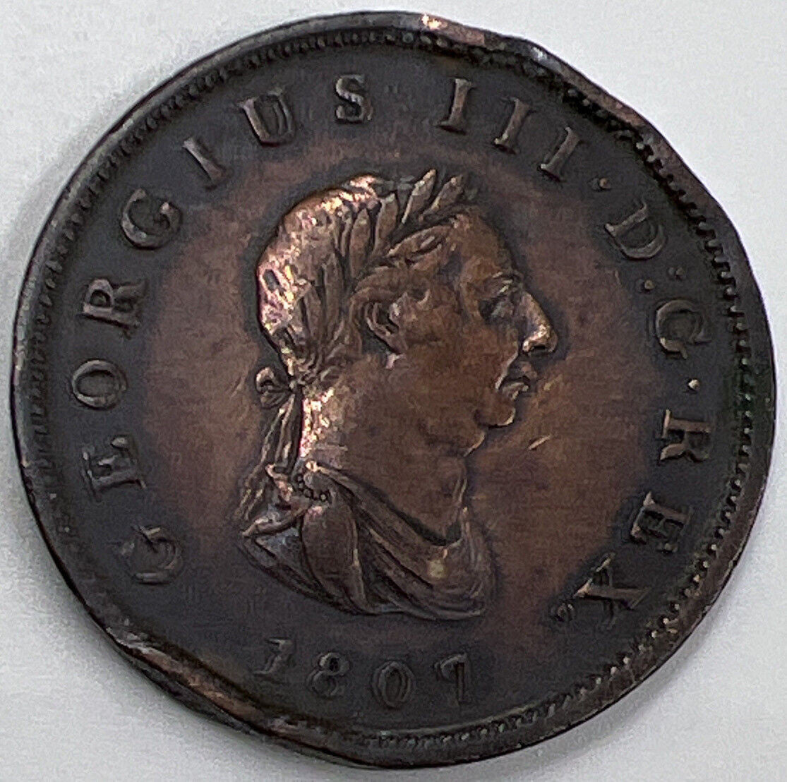 1807 Half - Penny George III | British Copper Coin | Fine Collectable Grade | a774