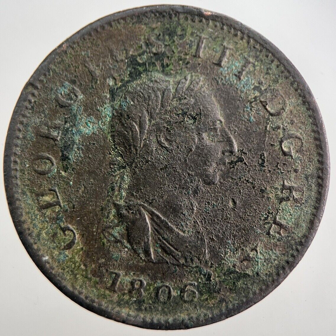 1806 George 3rd III Half - Penny British Coin | Fine Collectable Grade | a7531